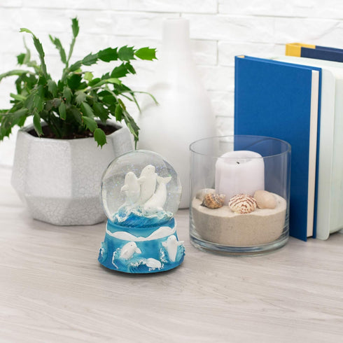Elanze Designs Beluga Whales Tabletop Dresser Nightstand Figurine Decoration, 100MM Sturdy Glitter Water Wind Up