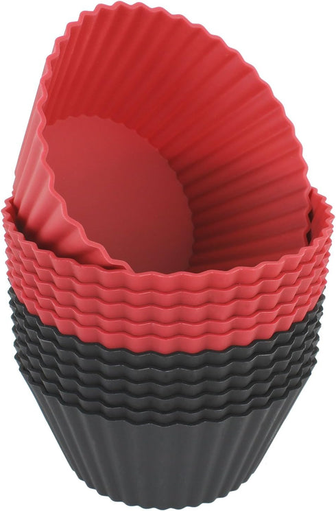 Freshware Cupcake Liners, Pack of 12 Silicone Muffin Cups, 3.8 Inch Reusable Non-Stick Baking Cups for Parties