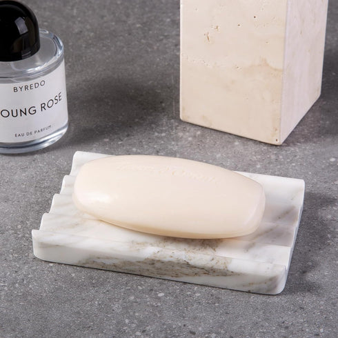 2PCS Koville Italian Natural Marble Soap Dish for Shower, Multi-Color Stone Soap Tray for Bathroom, Bar Soap Holder