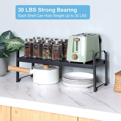 X-cosrack 1 Pack Countertop Countertop Counter Length:25.5" Expandable Cabinet Shelves, Stackable Shelves Organizers