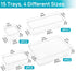 Vtopmart 15 PCS Clear Plastic Drawer Organizers Set, Versatile Storage Bins for Makeup, Kitchen Gadgets, Office