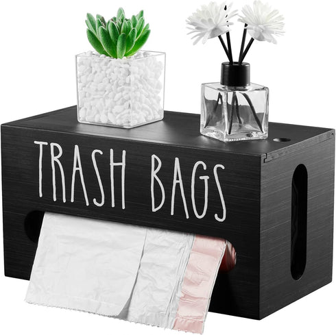 DRASTAR Trash Bag Dispenser, Trash Bag Holder Wall Mount, Wooden Trash Bag
