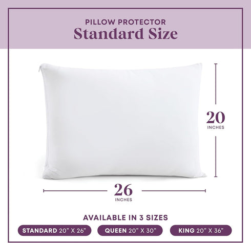 CirclesHome Pillow Protectors, 2 Pack Standard Zippered, 100% Cotton Breathable Pillowcases, 20x26