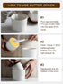 Countertop, Ceramic Butter Crock, Butter Dish with Lid for French Butter Keeper, Classic Stripe Pattern, White