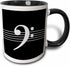 3dRose Black Bass Clef F-Clef on Musical Staves, Two Tone Black Mug, 11oz Musician Gift