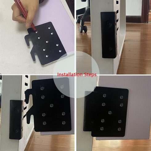 Bed Frame Post Double Hook Slot Hardware Bracket, Cold Rolled Steel Bed Rail Hooks 5''×4¼'', Heavy Duty with Screws