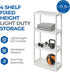 Gracious Living 4 Shelf Organizer System for Home, Garage, Basement, and Laundry - Fixed Height, White