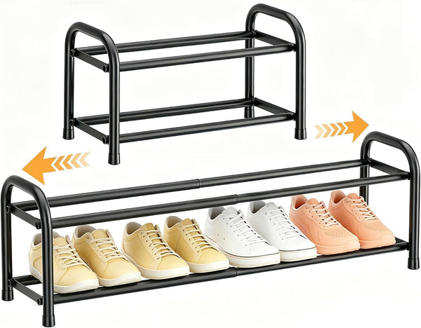 ENJOYBASICS Expandable Shoe Rack, 2 Tier Adjustable Shoe Organizer Shelf for Closet,