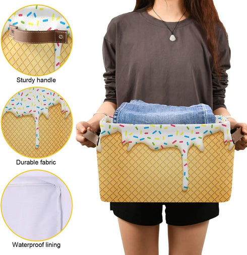 15x11x9.5inch Ice Cream Cone Storage Bin - Large Canvas Basket