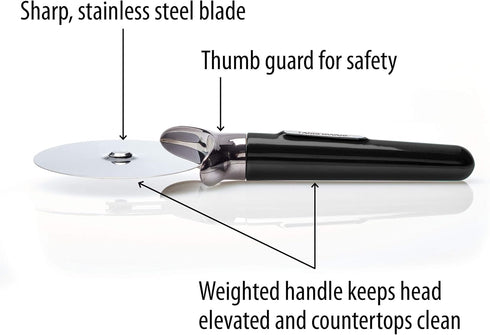 Farberware Professional Stainless Steel Pizza Cutter - 9.37-Inch, Black