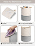 StorageWorks 72L Cotton Rope Laundry Basket with Wooden Beads Handles, Woven Storage for Dirty Clothes, White & Grey