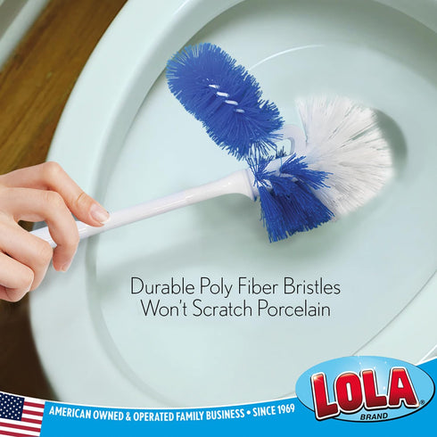 2 Pack, LOLA Classic Toilet Brush w/Under-The-Rim Scrubber, Deep Cleans The Entire Toilet Bowl, Non-Slip Handle