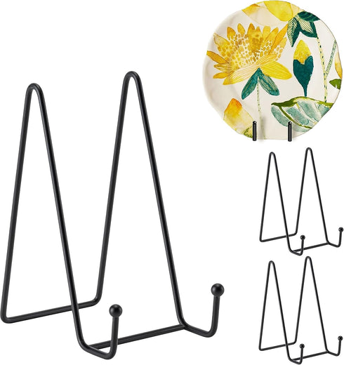 3 Pack 6 Inch Plate Stands, Metal Frame Holder for Book Display, Easels for Signs, Cookbook, Picture Stands