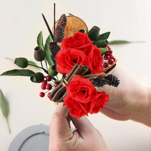 Kesoto 50pcs Artificial Red Roses Buds - 1.6" Small Silk Fake Flower Heads for Decoration, Crafts, Wedding