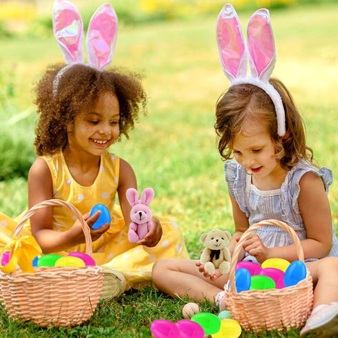 BCUEIDO 12pcs Prefilled Easter Eggs with Stuffed Plush Animal Toys for Basket Stuffers, Easter Favors, Easter Hunt