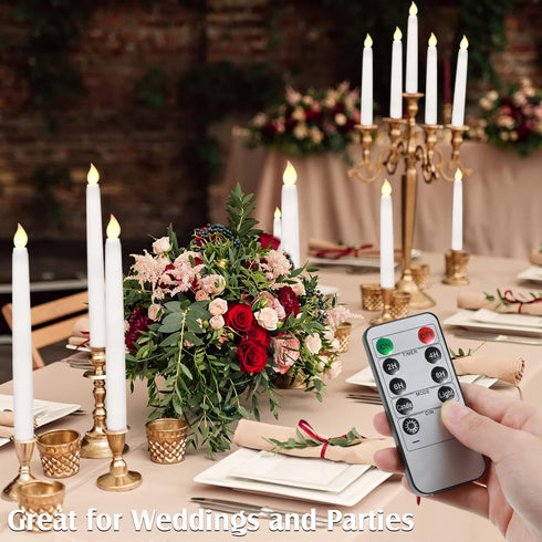 24 Pack 11" 3D Dimmable Tuanse Flameless Taper Candles with Remote & Timer, Flickering LED Battery Operated Window