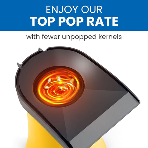 Elite Gourmet Fast Hot Air Popcorn Popper, 1300W Electric Maker with Measuring Cup & Butter Tray