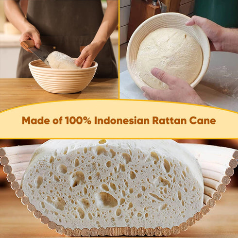 Sourdough Bread Proofing Baskets Set of 2, Round & Oval Banneton Bowl with Liners for Baking