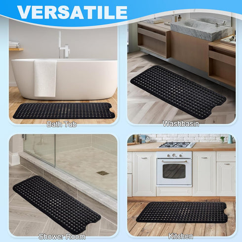 40x16 Inch Linoows Bathtub and Shower Mats, Extra Large Non Slip Soft Bath Tub Mat with Suction Cups and Drain Holes
