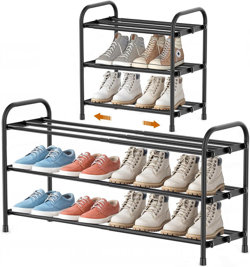 INSMART 3-Tier Expandable Shoe Rack, Stackable and Adjustable Shoes Organizer Storage Shelf,