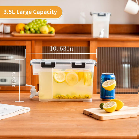 Lingerlanden 3.5L Cold Kettle with Faucet, Refrigerator Juice Water Pitcher, Home Plastic Beverage Dispenser, Filter