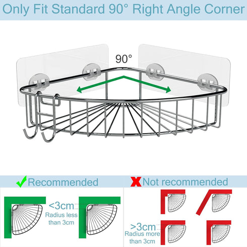 2 Pack Shower Shelf for inside Shower, Shower Shelf Corner, Shower Corner Caddy, Adhesive Shower Caddy, Shower Wall