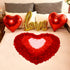 Valentines Day Red Wedding Decorations - Heart Shaped Love Foil Balloons, Silk Rose Petals, Romantic Design for