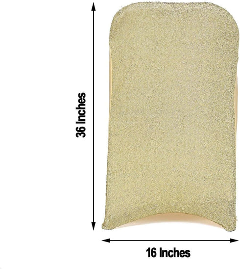 1 Set Efavormart Champagne Spandex Stretch Folding Chair Covers for Party Dining Chairs W/Metallic Glittering Back