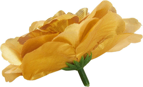 50 Pack Gold Roses Artificial Flowers, 3 Inch Stemless Fake Silk Roses for Wedding Decorations, Faux Bouquets
