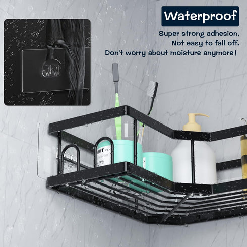 AKTECKE Shower Caddy Adhesive Replacement, No Drilling Transparent Adhesive Wall Hooks for Corner Shower Organizer