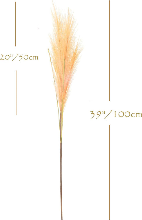 Faux Pampas Grass, Artificial Pampas Grass 6pcs, 39" Long Stem, Boho Room Decor Flowers Bunches, Orange