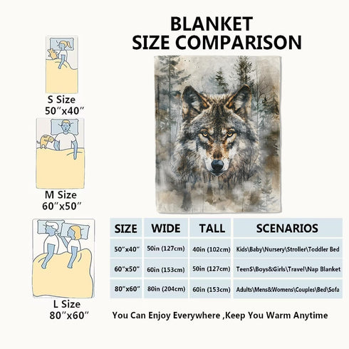 Cozy 60x80in Cool Wolf Blanket Majestic Forest Throw Blankets,Birthday Gifts for Kids Men Women & Wildlife