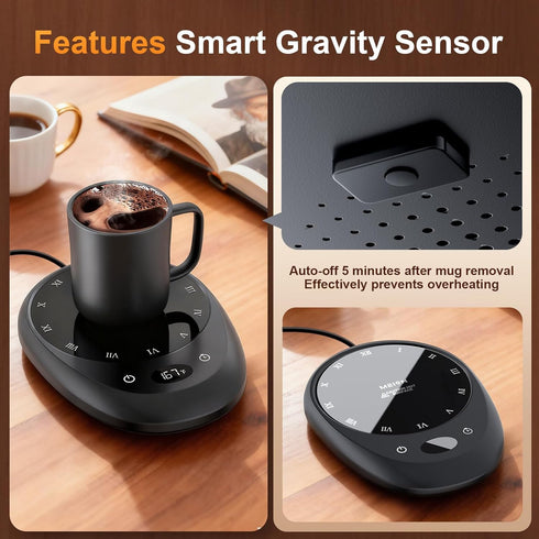 4 Settings 1-12H MEION Coffee Mug Warmer for Desk, Coffee Cup Warmer, Temp & Timer, Coffee Warmer with Auto Shut Off