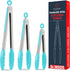 Kitchen Tongs Set of 3, 7-Inch, 9-Inch, 12-Inch, Silicone Tips, Heat Resistant