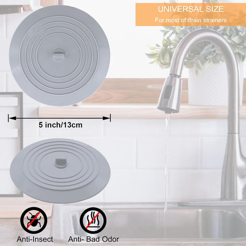Bathtub Drain Stopper 3 Pack, V-TOP 5inch Tub Stopper Cover, Silicone Bath Plug for Kitchen Bathroom Laundry