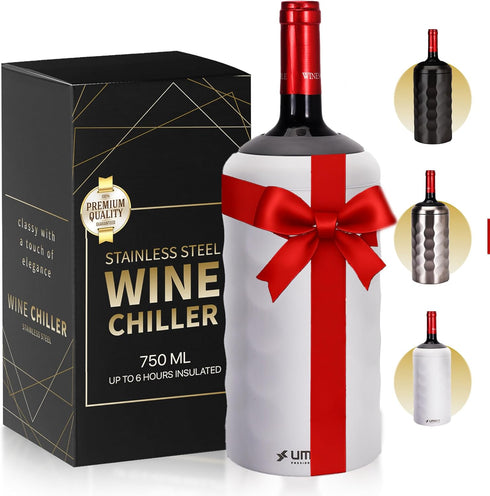 Premium Wine Chiller - 750ml Stainless Steel Wine Bottle Cooler, Vacuum Insulated