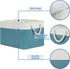 Temary Fabric Storage Baskets 4 Pack, Decorative Bins with Rope Handle for Gift, Clothes, Blankets (White & Teal,