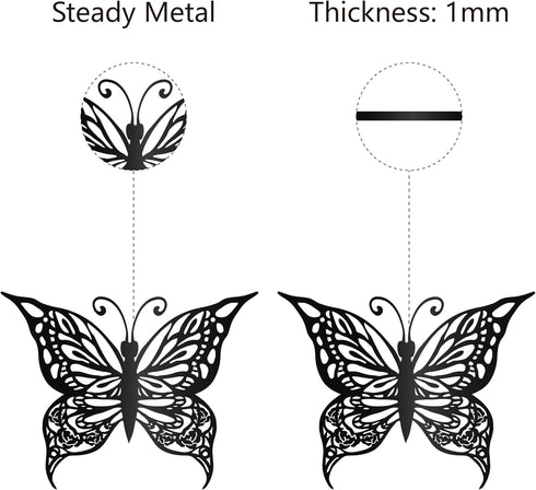 CREATCABIN Butterfly Metal Wall Art Decor, Black Iron Hanging Ornament, Wall Sculpture Gift for Home Office
