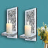 Set 2 1A ZOLAPI of Crystal Crush Diamond Candle Sconces, Gorgeous Silver Mirrored Wall Sconce, Candle Holder Glass Wall