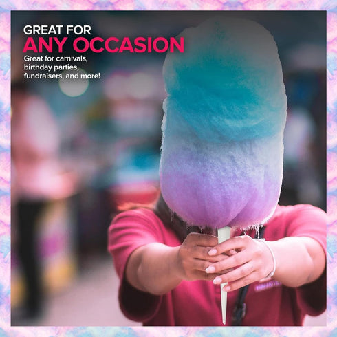 Perfectware 16oz 100ct -(1 32oz's Jars of Cotton Candy Floss Sugar with Cotton Candy Cones Included of Each Flavor