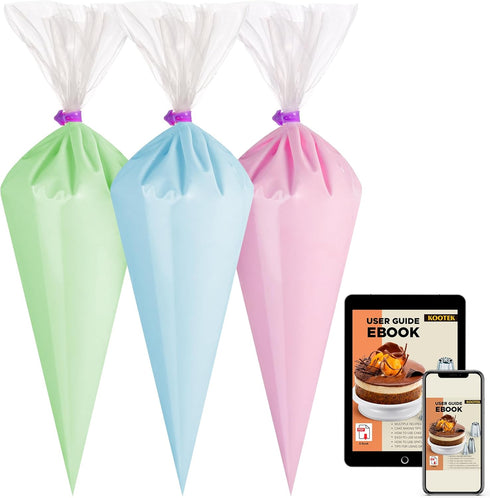 Kootek Piping Bags, Disposable Pastry Bags, 16 Inch, 100 Pcs Anti Burst Large Icing Bags for Baking