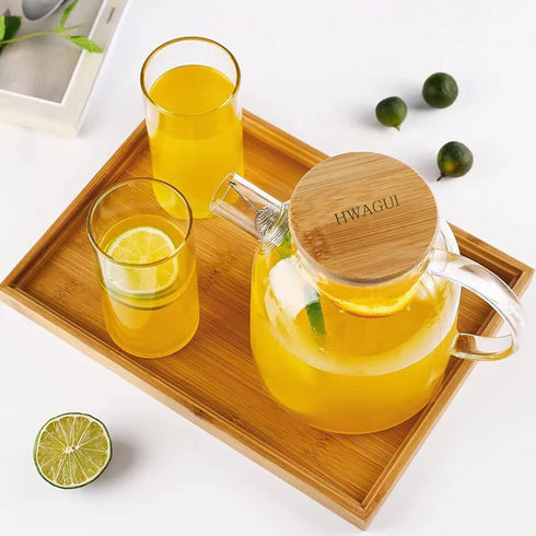 Hwagui Glass Teapot with Infuser, Heat Resistant Kettle for Loose and Blooming Tea, 1600ml/54oz