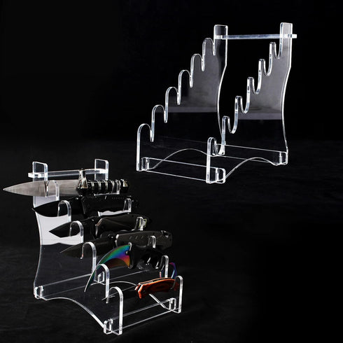 WANLIAN Knife Rack, 6 Tier Acrylic Countertop Knife Display Rack for Knife Storage and Display (Transparent)