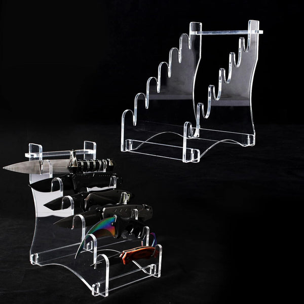 WANLIAN Knife Rack, 6 Tier Acrylic Countertop Knife Display Rack for Knife Storage and Display (Transparent)