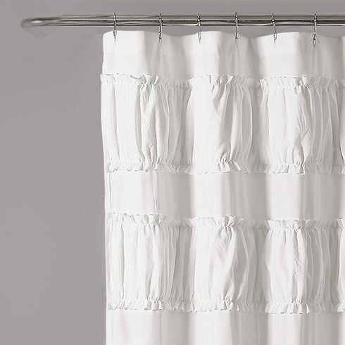 Lush Decor White Nova Ruffle Shower Curtain - 72" x 72"