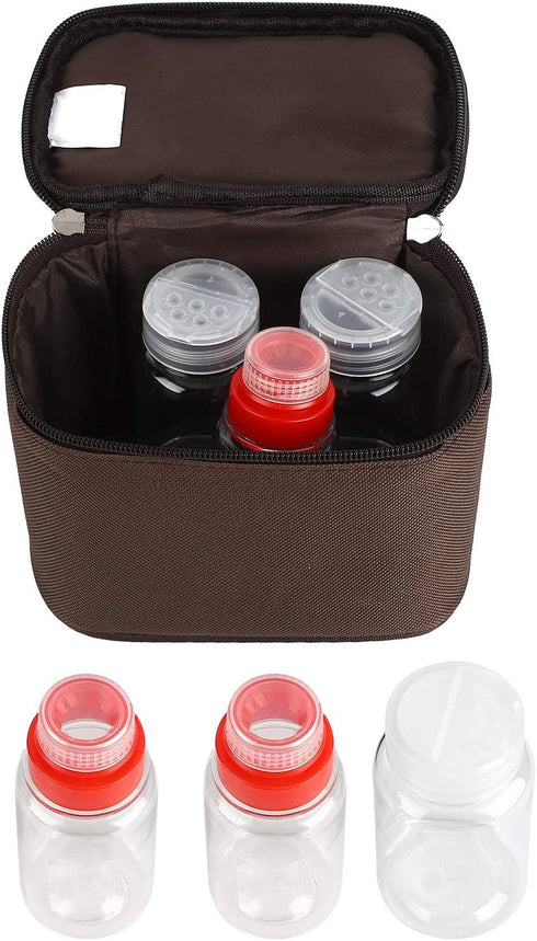 Portable Travel Spice Containers, Multi Spice Jars Storage with Lids for Camping, BBQ, Backpacking with 6 Seasoning
