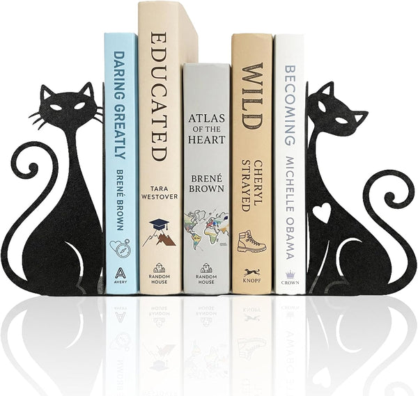 Atomic Cat Metal Bookends Set of 2 Cute Book Ends for Shelves
