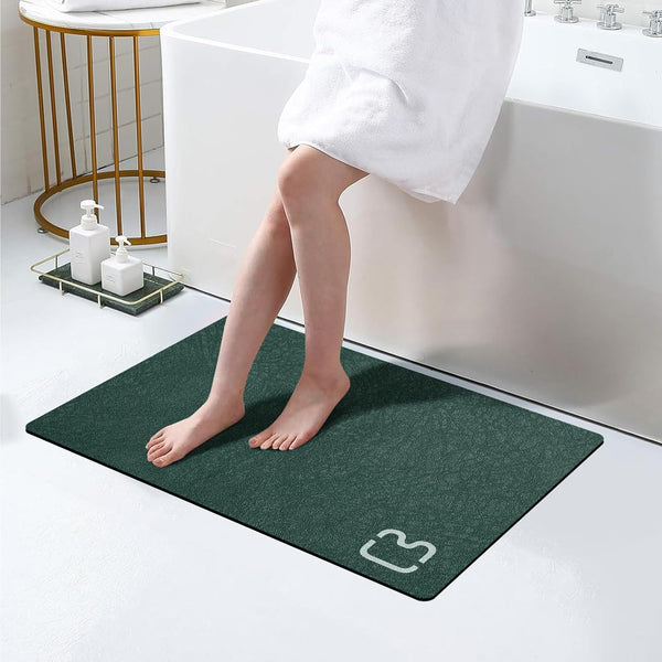 Dark Green Bath Mat Rugs - Non Slip Absorbent Quick Dry Rubber Backed Thin Bath Rug 17"x27.5" - Stain Resistant,