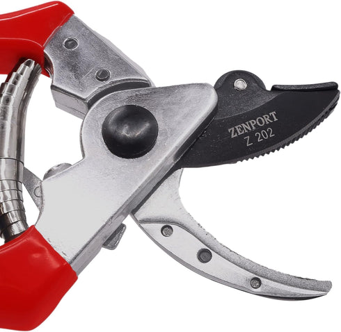 Zenport Z202 Heavy Duty Pruner, Cut-n-Hold, 8-Inch, Red Handles