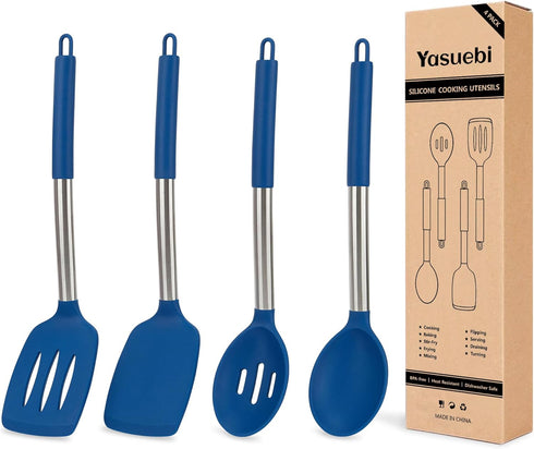 Kitchen Utensils Set of 4 Pack, Silicone Cooking Utensils for Nonstick Cookware, Perfect for Baking, Mixing, BPA Free